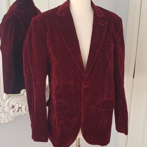 NWOT Maroon velvet suit jacket